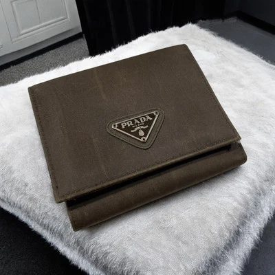 Изящный унисекс Prada коричневый нейлона кожаный складного бумажника - Изображение 1 из 4
