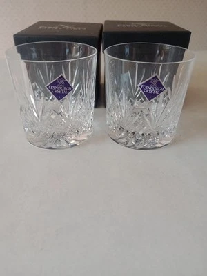 Edinburgh Crystal Braemar Whiskey Tumblers  x 2 with Braemar Castle Coat of Arms - Image 1 of 4