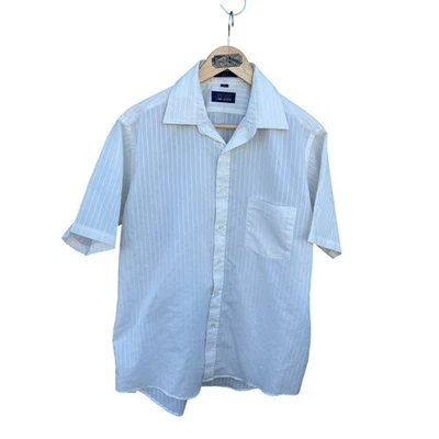 Baccarat by Van Heusen Men's Vintage 80s Shirt Button Up Stripe White Size 16 L - Image 1 of 4