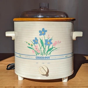 Vintage 1989 Crock Pot Rival Schongarer 3,5 Quart Modell 3100P blau Blumen Retro 80er - Bild 1 von 6