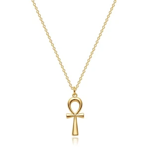 Dremmy Studios Dainty Gold Ankh Cross Necklace 14K Gold Filled Simple Pray for - Bild 1 von 7