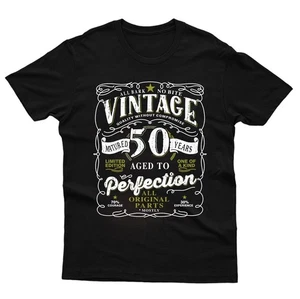 50. Geburtstag Geschenk T-Shirt Aged To Perfection 50 Jahre Männer Damen Vintage Top - Bild 1 von 11
