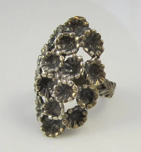 Vintage Guglielmo CINI Sterling Silver Art Nouveau Cluster Flower Blossom Ring - Picture 1 of 1