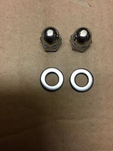 Honda C90 90 Stainless Steel Leg Shield Rear Dome Mounting Nuts & Washers PAIR - Picture 1 of 2