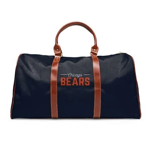 Chicago Bears Waterproof Travel Bag with Leather Strap, NFL Football Team Duffel - Picture 1 of 9