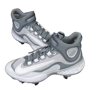 Nike Alpha Huarache Elite 4 Mid Wolf Grey/White Baseball Cleats Size 7.5 Men's - Picture 1 of 13