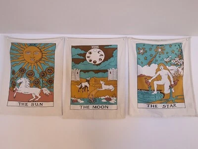 3 Tapices Bandera Tarot - El Sol, La Luna y La Estrella Boho Bruja Wicca Oculto Foto 1 de 4