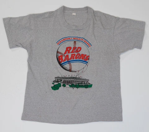 Vintage 1980 Scranton/Wilkes/Barre Red Barons T-Shirt AAA Phillies Large SS USA Cover