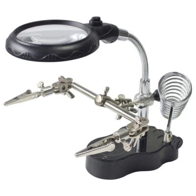 LED Light Helping Hand Clamp Magnifying Glass for Watch Repairs Craft Work B9Y4 - Image 1 of 4