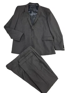 Lands End Gray Suit 48 Long 2 Button Dual Vent Jacket Flat Front Cuffed Pant NEW - Picture 1 of 7