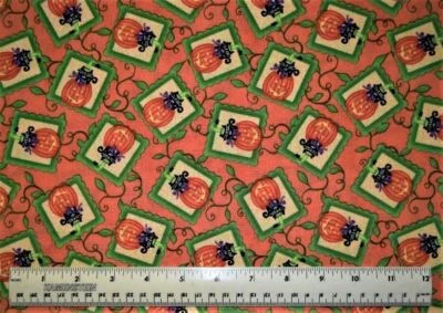 Halloween pumpkins frames orange  1/4 yard cotton fabric RJR Fabrics - Image 1 of 2