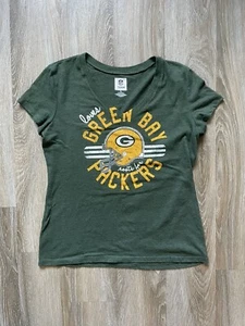 NFL Team Apparel Green Bay Packers V-Neck Large Short Sleeve T-Shirt - Picture 1 of 5