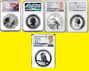 2019,2020,2023,2022,2021 Australian 5oz Silver 5 COINS KOOKABURRA NGC MS 70 - Picture 1 of 7