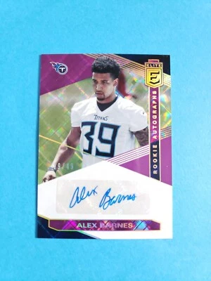 2019 Elite Rookie Auto /49 Purple Alex Barnes Kansas St Titans RB RA AB - Image 1 of 4