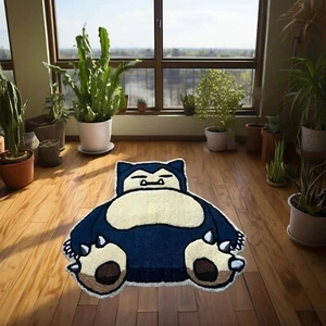 Linda alfombra hecha a mano de lana hecha a mano Snorlax para sala de estar del hogar - Imagen 1 de 8