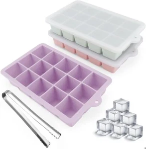 Silicone Ice Cube Tray Molds Stackable Freezer Trays Easy-Release Drinks Whiskey - Picture 1 of 34