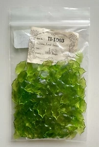 LOT Vintage 7/8", 22mm Green Plastic Transparent Holly Leaf Holiday Craft Beads - Picture 1 of 4