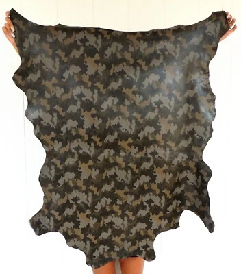 CAMO Full Grain Leather Hide for  Clothing Purses Crafts Wallets Journal Covers - Image 1 of 2