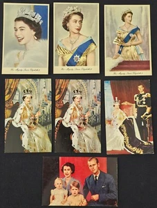 VINTAGE HER MAJESTY QUEEN ELIZABETH II POSTCARDS (7) RAPHAEL TUCK COLOURPICTURE - Picture 1 of 15