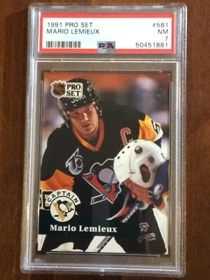 1991 Pro Set — Mario Lemieux — 7th Year — PSA 7 — population 17 (all grades) - Image 1 of 3
