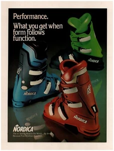1977 Nordica Skischuhe Original Print Ad ~ Color Block Winter Schnee Skifahren - Bild 1 von 1