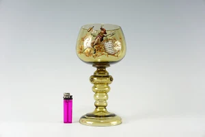 Historismus Römer Glas Theresienthal, 1890 Weihnachten Emaille Malerei Wein Bier - Picture 1 of 18