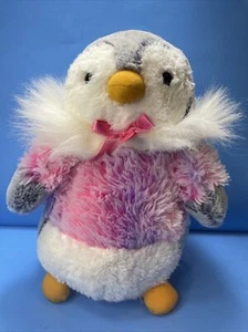 Aurora Penguin Plush Stuffed Animal Toy Pink Sweater White Grey 12” - Picture 1 of 7