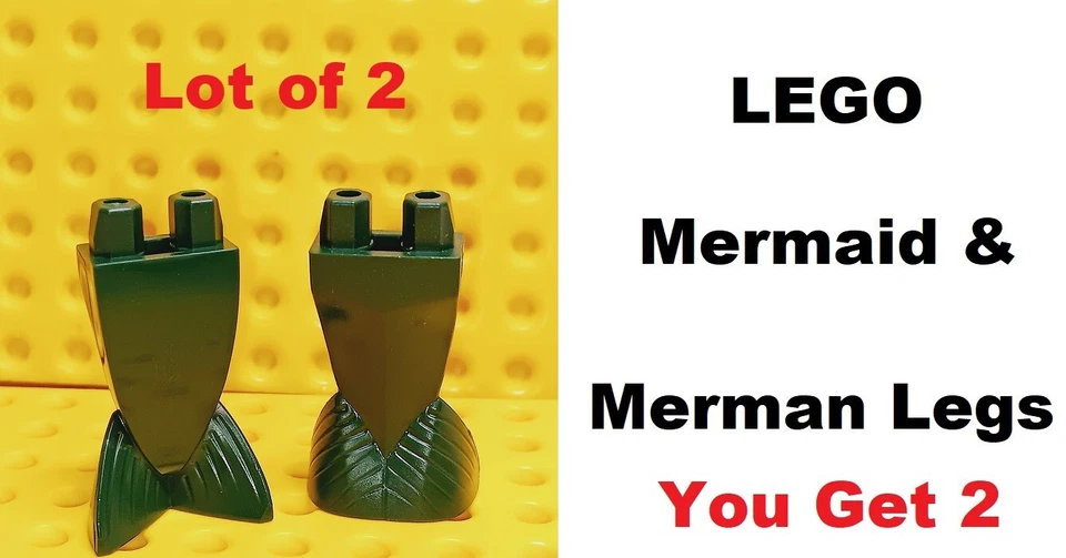 LEGO MERMAN Piernas de Aleta de Pie Verde Sólido Falda Sirena Mar Océano Pez Hombre Foto 1 de 1