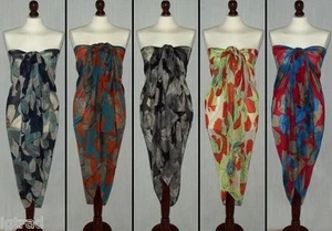 Sarong Beach Wrap Swimwear Cover Up Floral Print Super Soft Viscose - Picture 1 of 6
