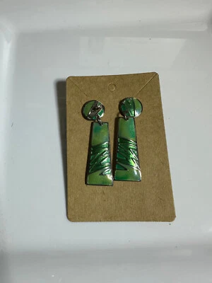 De colección BEREBI Firmado Verde Esmaltado Abstracto Cuelga Perforado UBICADO JA1 Foto 1 de 4