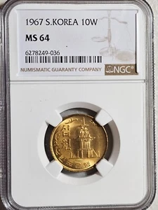South Korea 10 Won 1967 NGC MS 64 - Picture 1 of 2