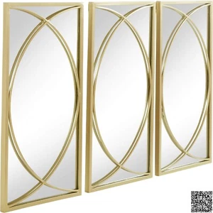 Leonique Wand Deko Glas Spiegel NOYON 3er-Set Metall Gold 60x91x2cm - Bild 1 von 6