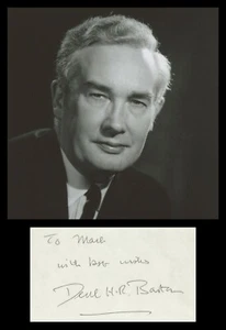 Derek Barton (1918-1998) - Chemist - Signed card + Photo - 1988 - Nobel Prize - Picture 1 of 3