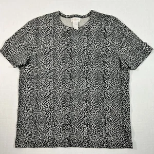 Jones New York Sport Cheetah Print T-shirt Top Size L - Picture 1 of 4
