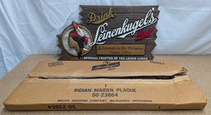 NEW Drink Leinenkugels Beer Indian Maiden Plaque Sign 23x12" NIB NOS - Picture 1 of 6