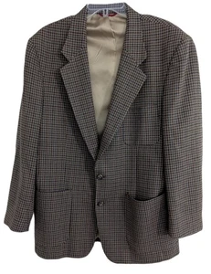 Jos A Bank Blazer Mens 43 Long Houndstooth Wool Classic Jacket - Picture 1 of 18