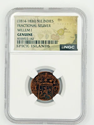 1836 S N.E. Indies 1/4 Stuiver - Willem I - NGC Genuine - Image 1 of 4