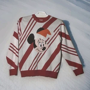 Disney Mickey Mouse Weihnachtspullover groß rot weiß Streifen Weihnachtsmann 2023 - Bild 1 von 13