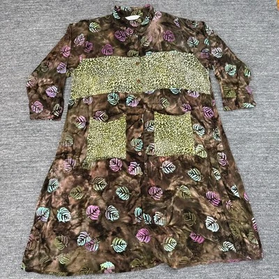 Lotus Traders платье женщин 3 X плюс лист леопард животное кнопка спереди Midi Beach - Изображение 1 из 4