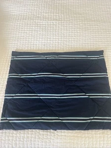 2 Pottery Barn Teen STANDARD Shams Navy Blue Stripe Quilted EUC - Picture 1 of 7