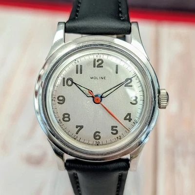 Vtg Moline Military Watch 15 Jewels Wittnauer Movement Swiss WWII Wristwatch - Image 1 of 4
