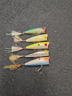 (5) Lote de 5 señuelos de pesca vintage Rebel Pop R Topwater Foto 1 de 4