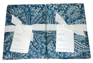 "2 fundas de almohada reversibles Pottery Barn ESTÁNDAR 26x20"" algodón orgánico merrit NUEVAS" - Imagen 1 de 11