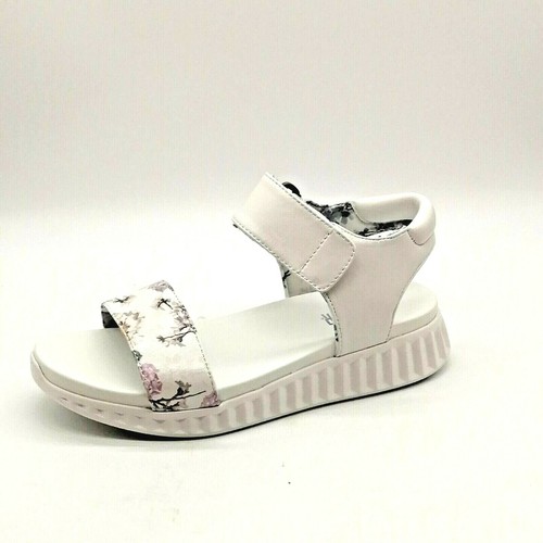 PUMA Sandalo donna Cougar Fiesta bianco fiore pelle gancio passante zeppa tacco 11M NUOVO