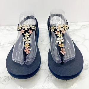 Sketchers Yoga Foam Cali Meditation Glass Daisy Thong Flip Flop Size 10 - Picture 1 of 6