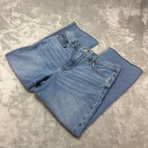 J. Crew High Rise Slim Wide Leg Crop Jeans Women Size 30 Distressed Frayed Hem - Picture 1 of 13