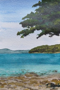 ORIGINAL AQUARELL - Ruhige Bucht in Kroatien. - Bild 1 von 1