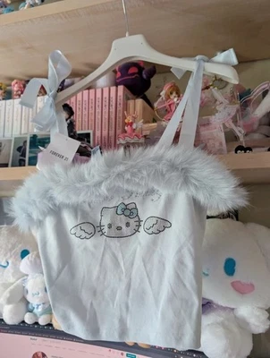 Hello Kitty X Forever 21 Blue Angel Faux Fur Cami Tube Top Sanrio Size M - Imagen 1 de 3