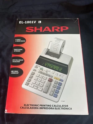 Sharp EL-1801V Electronic Printing Calculator 12 Digit 2 Color Printer NEW - Image 1 of 2