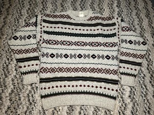 Vtg 80s 90s USA Made LL Bean Sweater Wool Fisherman Knit Size Medium Tall - Picture 1 of 5